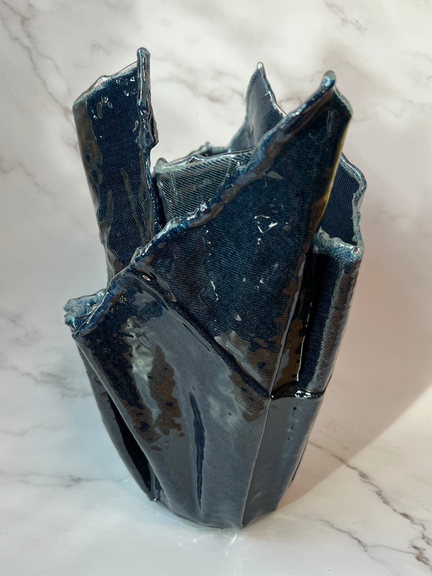 The Jase: Denim and Epoxy Resin Flower Vase 2