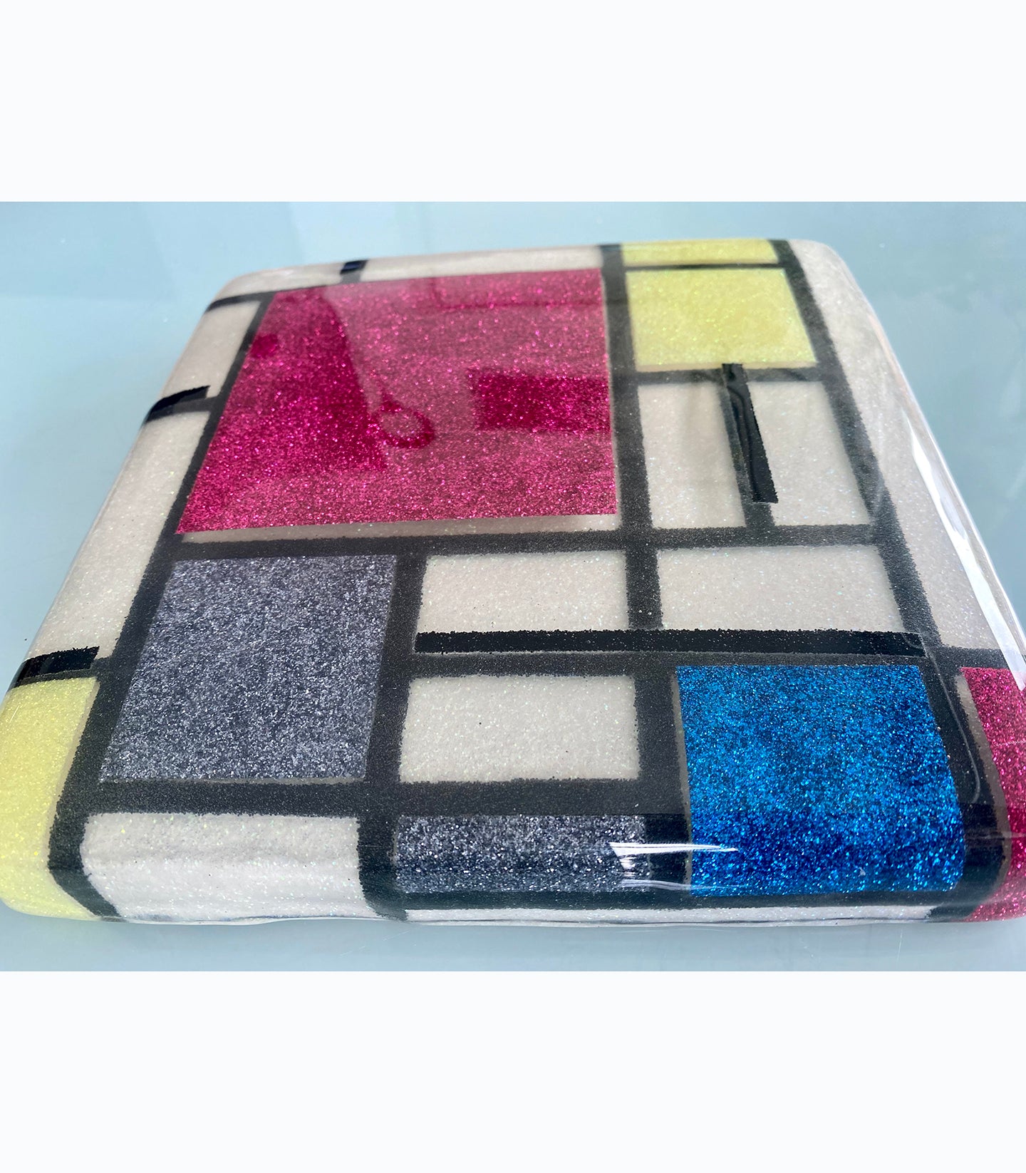 3D Piet Mondrian Glitter and Resin Mixed Media Wall Art Homage