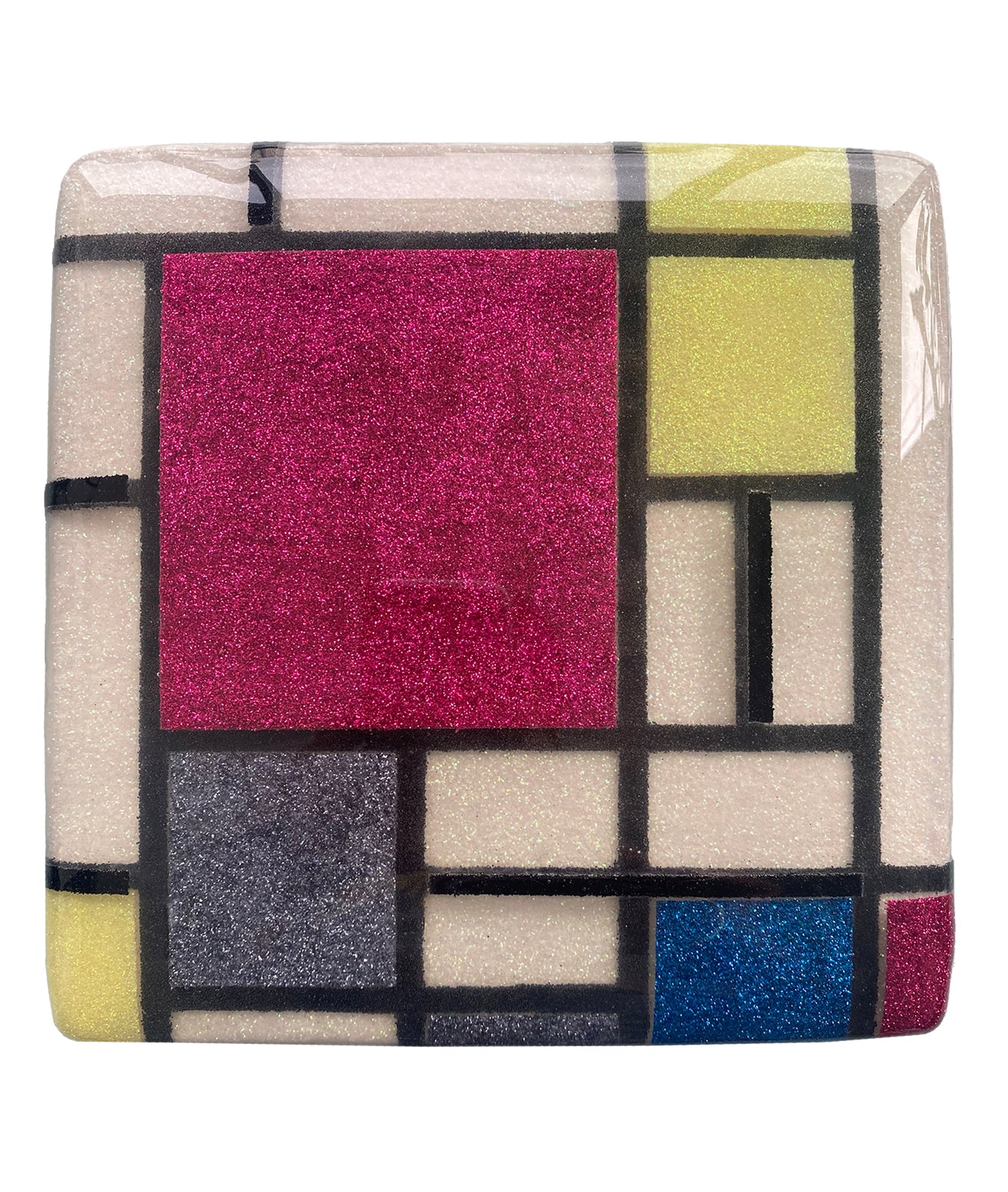 3D Piet Mondrian Glitter and Resin Mixed Media Wall Art Homage