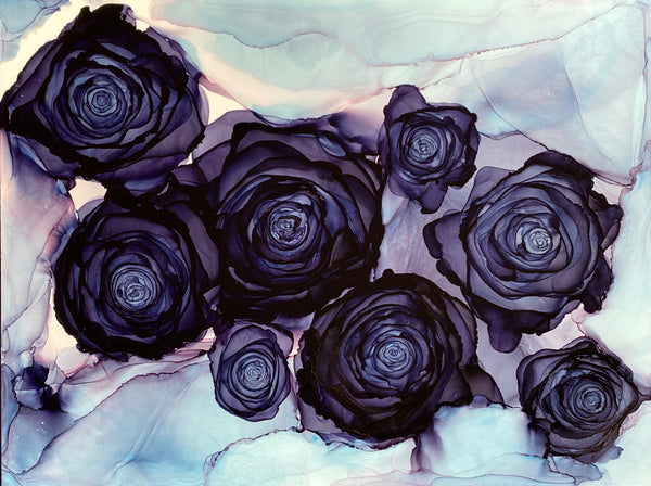 Zoom Private 2 hour Alcohol Ink Rose Course
