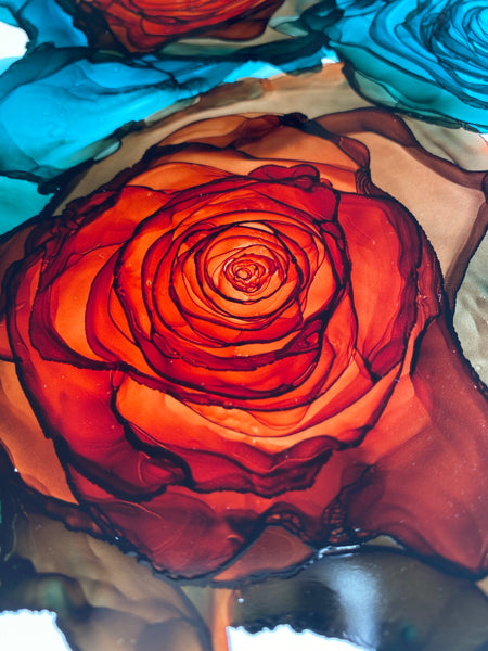 Zoom Private 2 hour Alcohol Ink Rose Course
