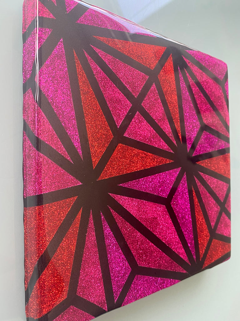 Pink Wall Resin Media Devils Triangles Art Care Geometric and May Mixed – Glitter