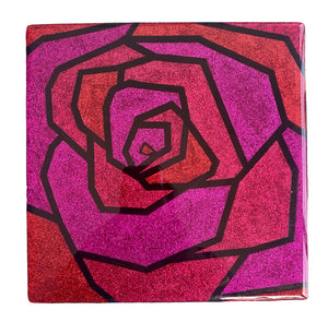 Pink Glitter and Resin Rose mixed media wall art