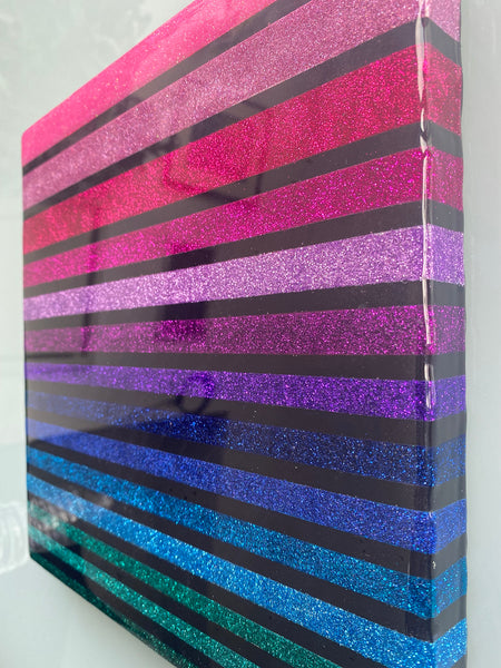 Glitter and Resin Stripes Mixed Media Wall Art